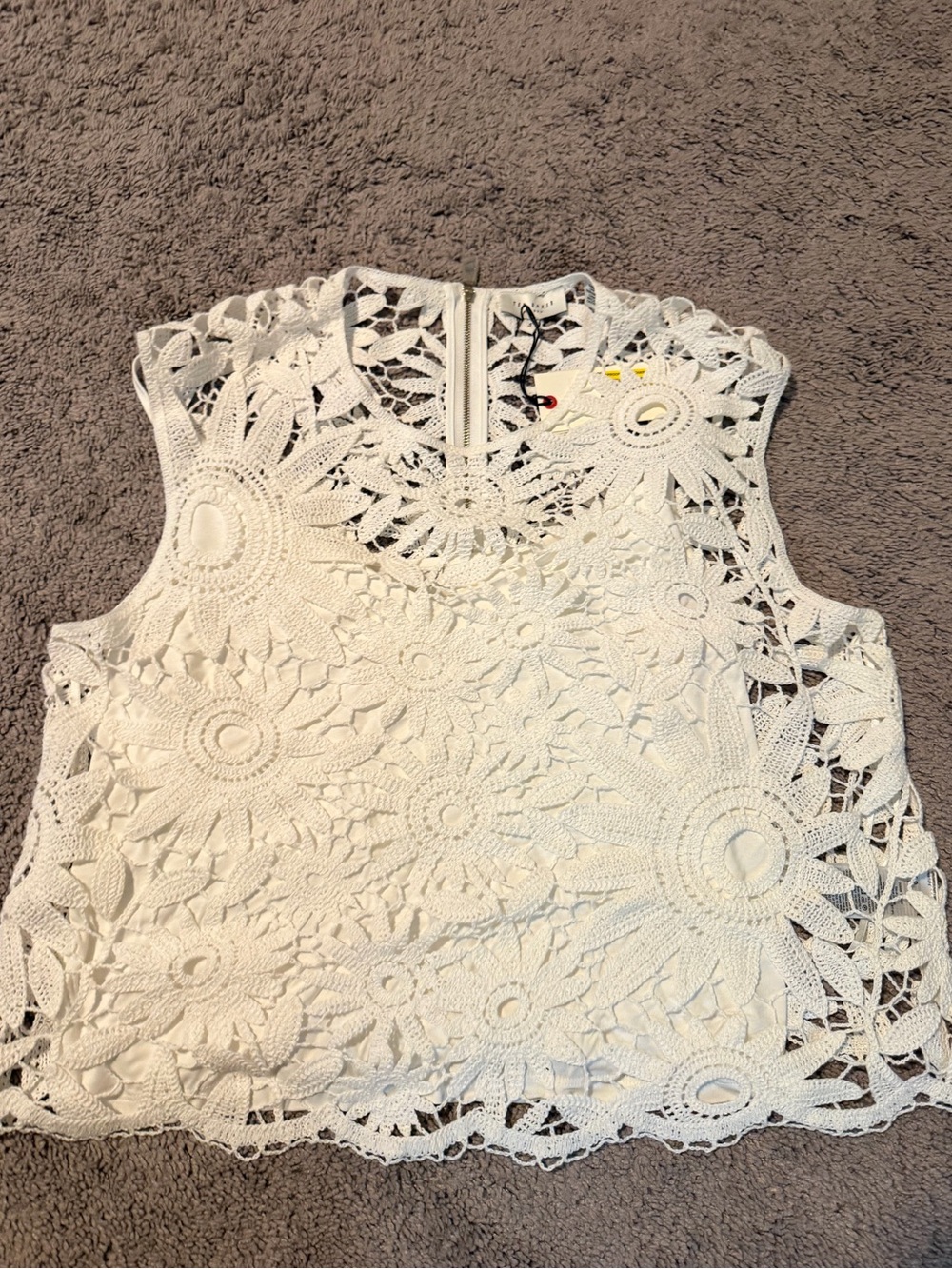 Ted Baker London White Crochet Tank with Floral Motif